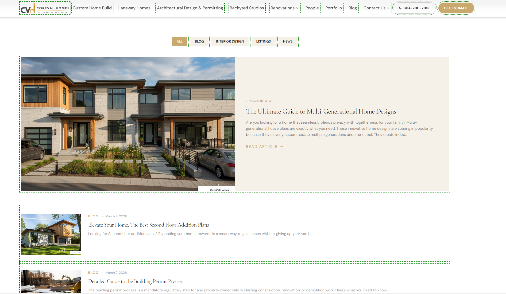 Custom Home Builder Website Rebuild screenshot 2
